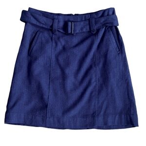 Merona Skirt POCKETS Navy Blue Skirt Buckle belt Sz 12 NWOT
